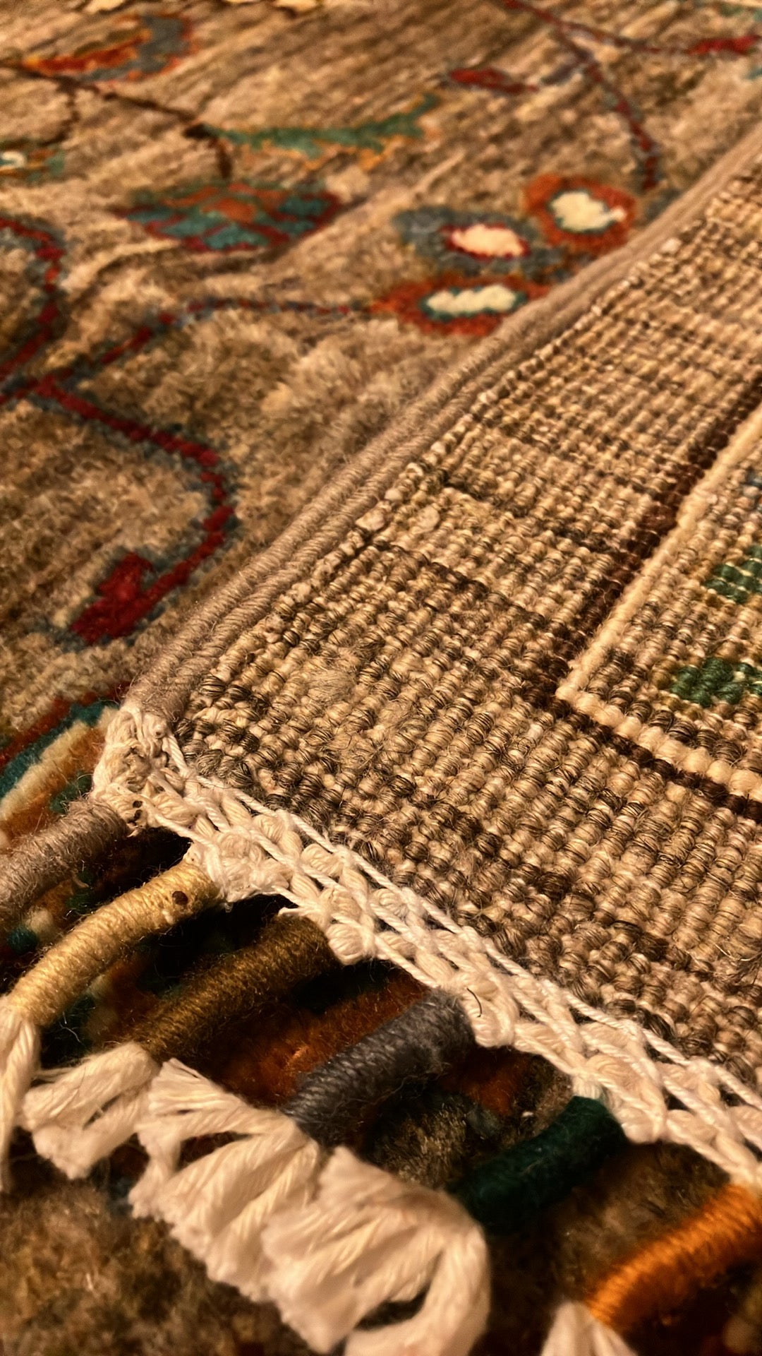 Sultanabad Green Floral Afghan Hand Knotted Vegetable Dye Wool Area Rug