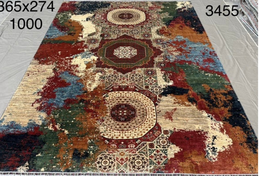 Modern Afghan Medallion Abstract
