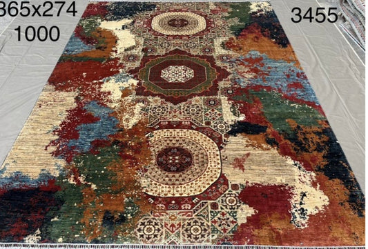 Modern Afghan Medallion Abstract