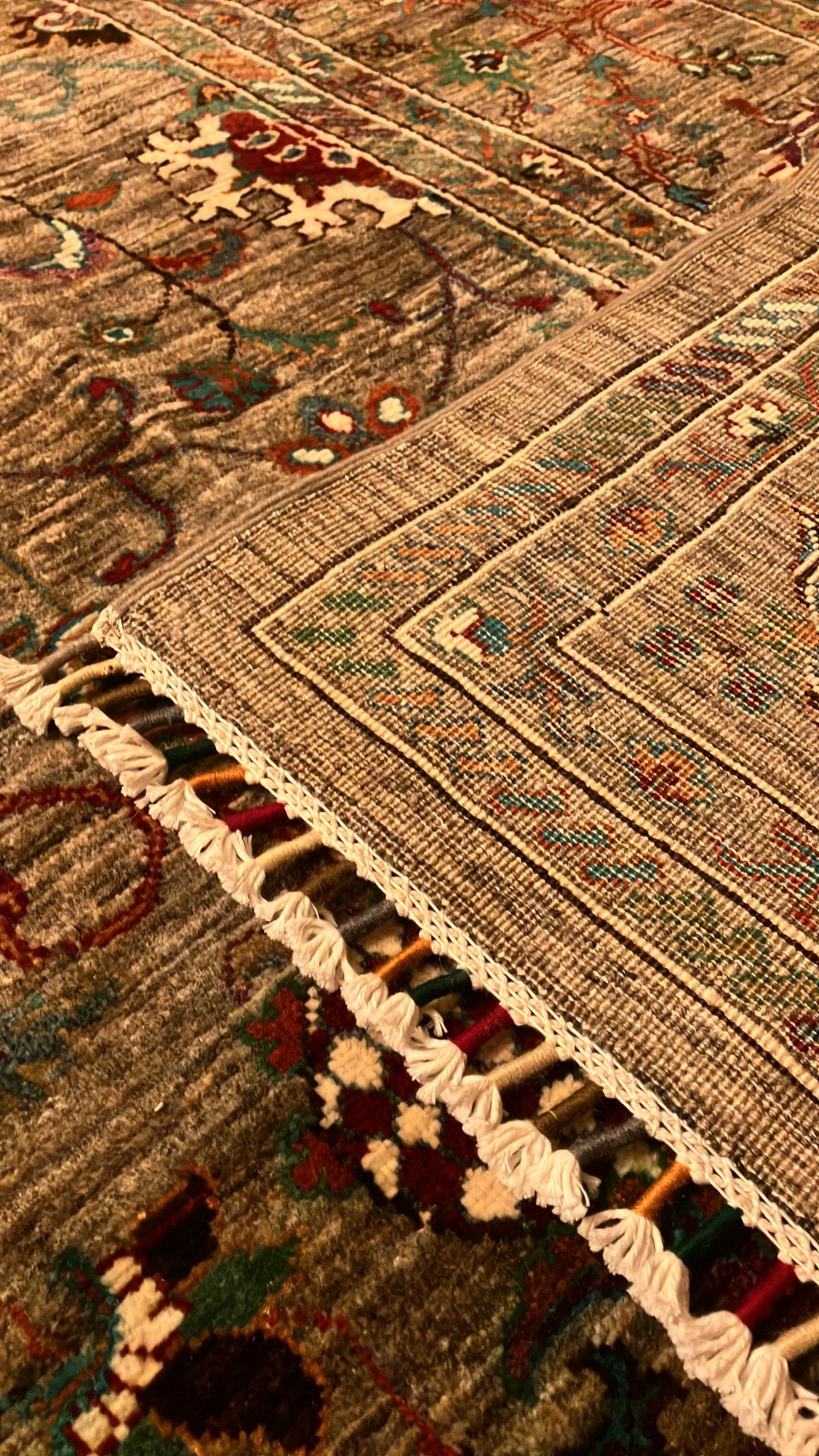 Sultanabad Green Floral Afghan Hand Knotted Vegetable Dye Wool Area Rug