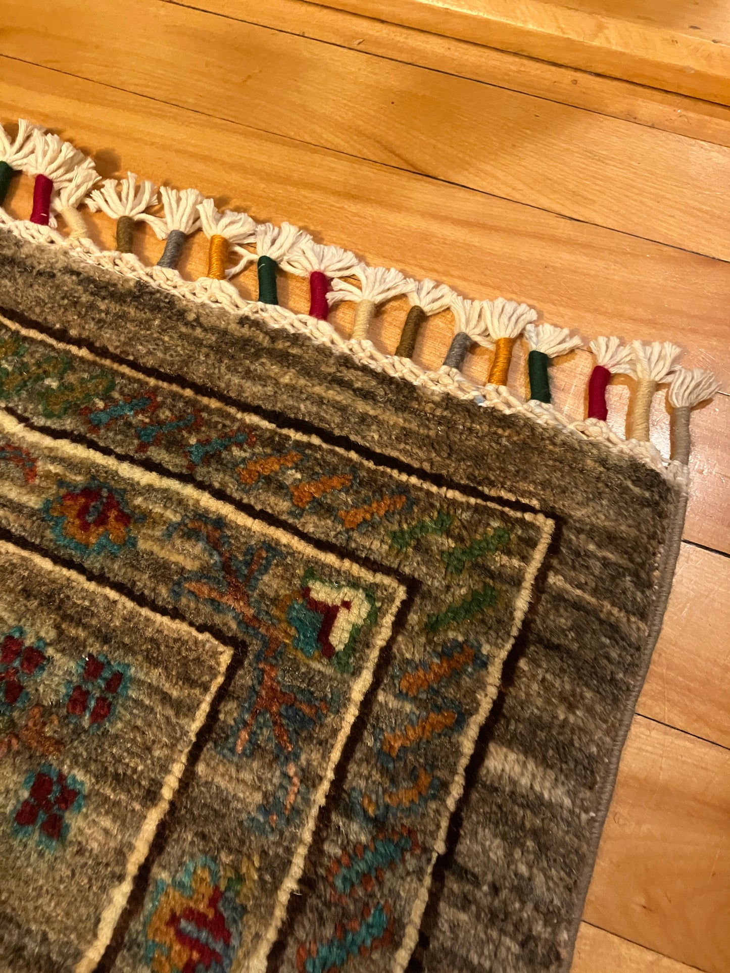 Sultanabad Green Floral Afghan Hand Knotted Vegetable Dye Wool Area Rug
