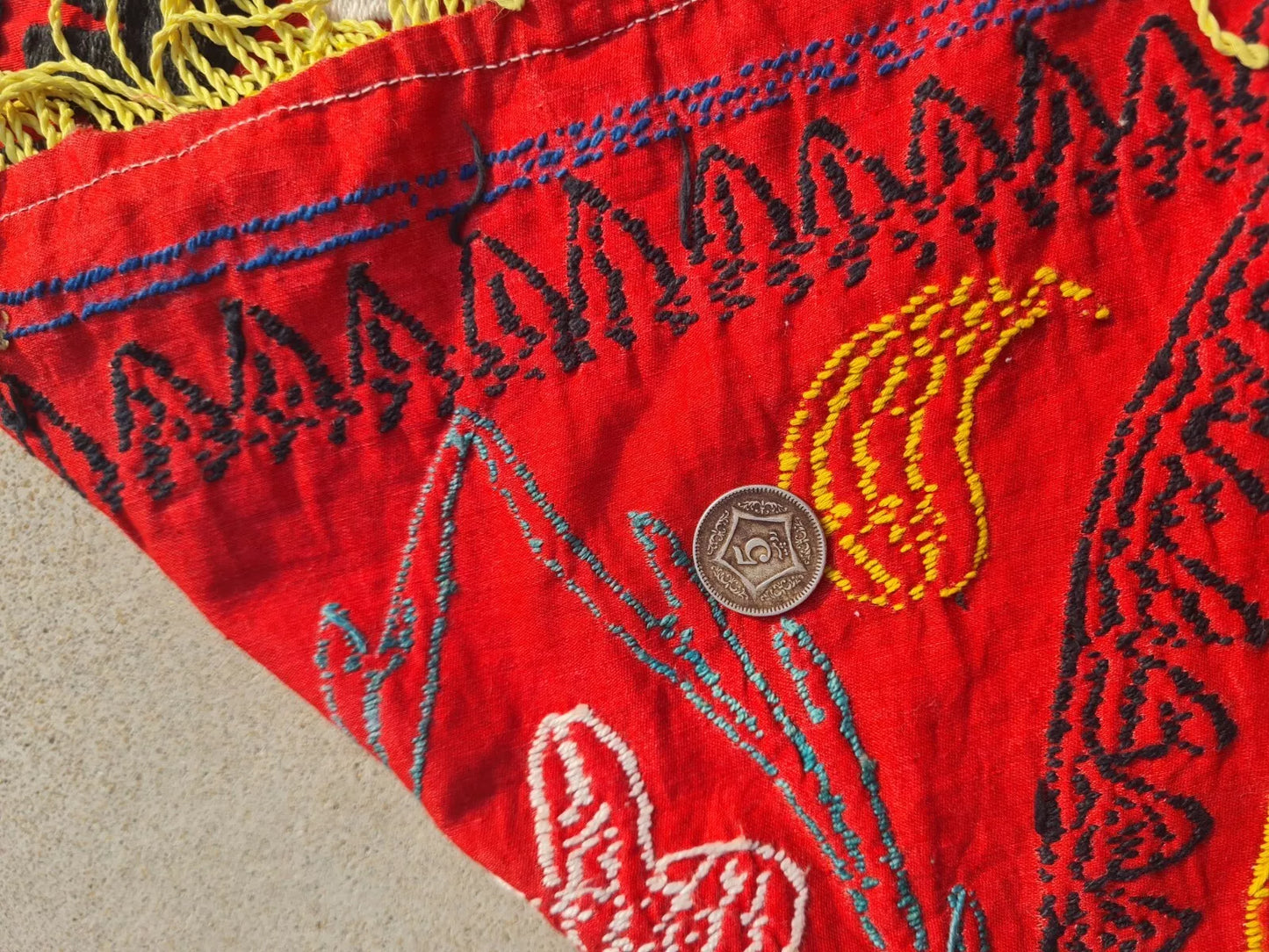 Hand Embroidered Vintage Afghan Turkmen Suzani Suzni Wall Hanging 14 x 2 Ft