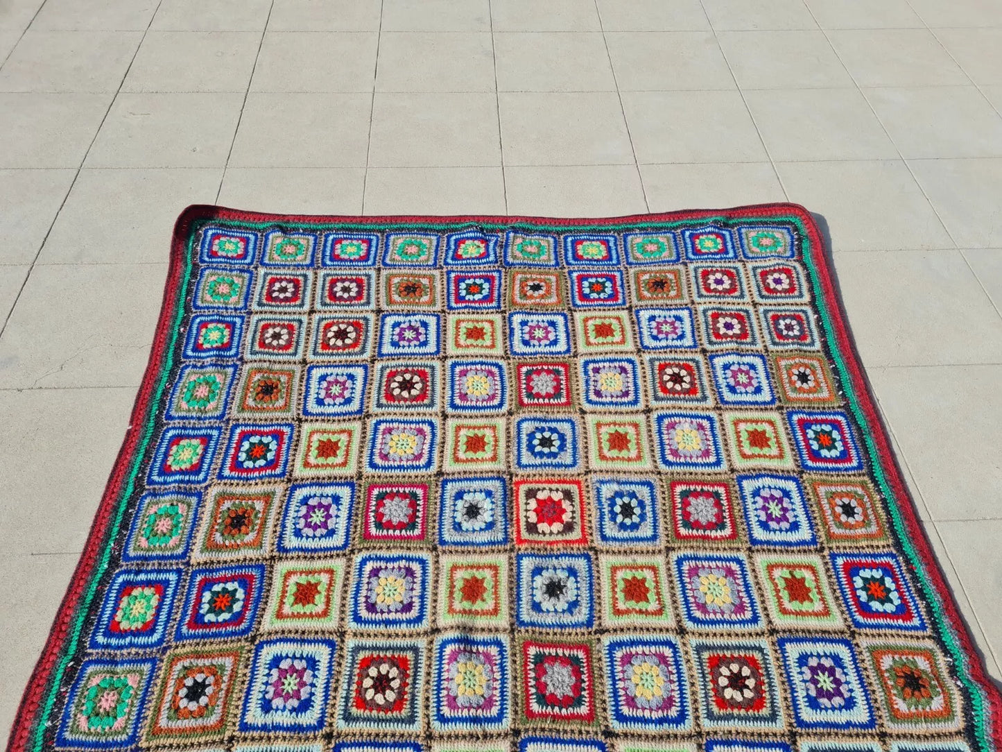 Roseann Couch Blanket Crocheted Colorful Core Boho 6 x 4 Ft