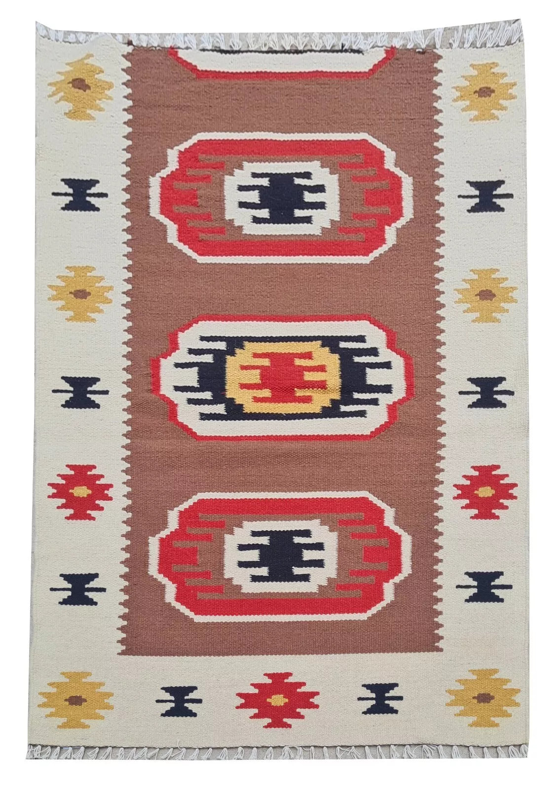 Hand Knotted Vintage Turkish Kilim Kilm Wool Area Rug 4 x 2 Ft