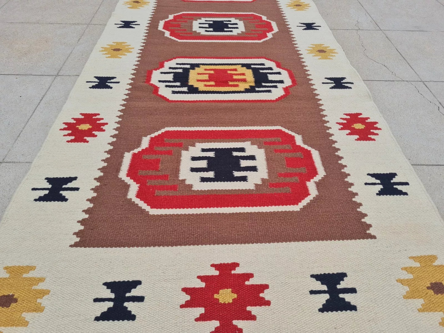 Hand Knotted Vintage Turkish Kilim Kilm Wool Area Rug 4 x 2 Ft
