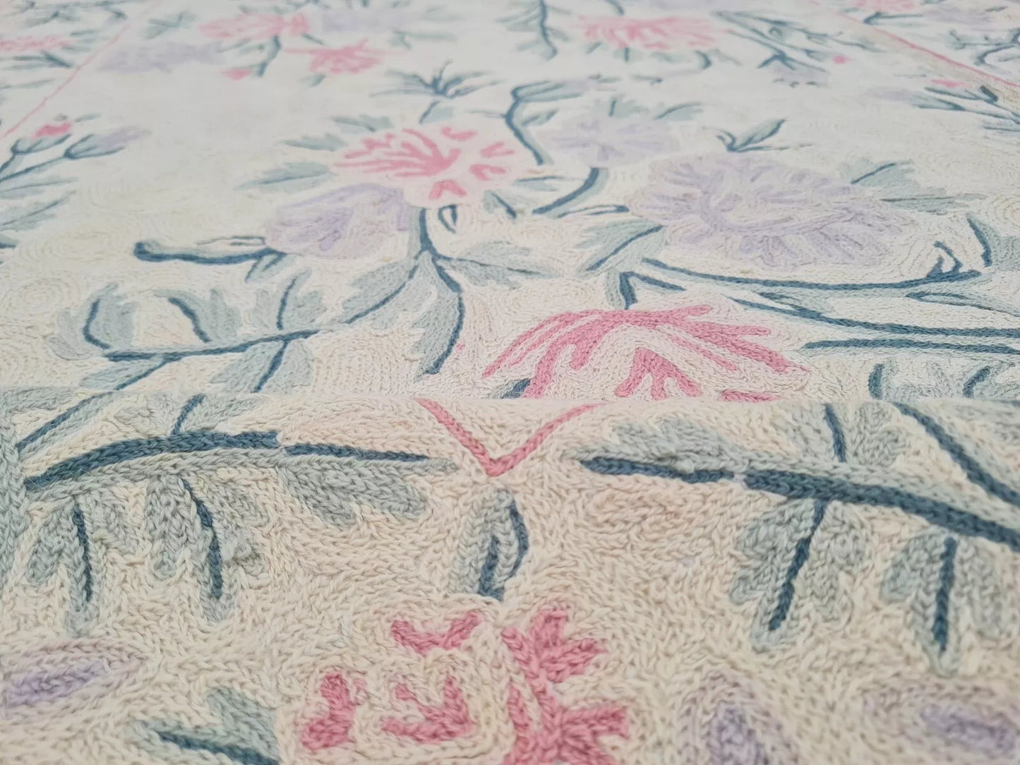 Hand Embroidered Needlework Vintage Kashmiri Textile Wall Hanging 5 x 3 Ft