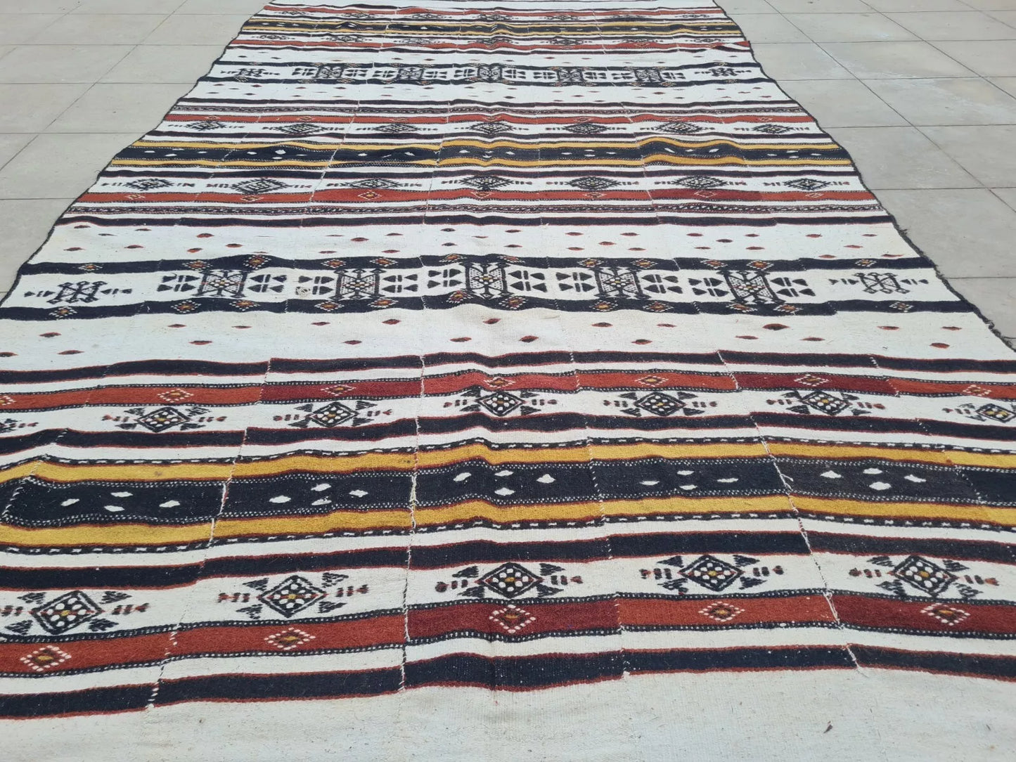 Authentic Hand Knotted Vintage Morocco Sumouk Kilim Wool Area Rug 8.5 x 4.7 Ft