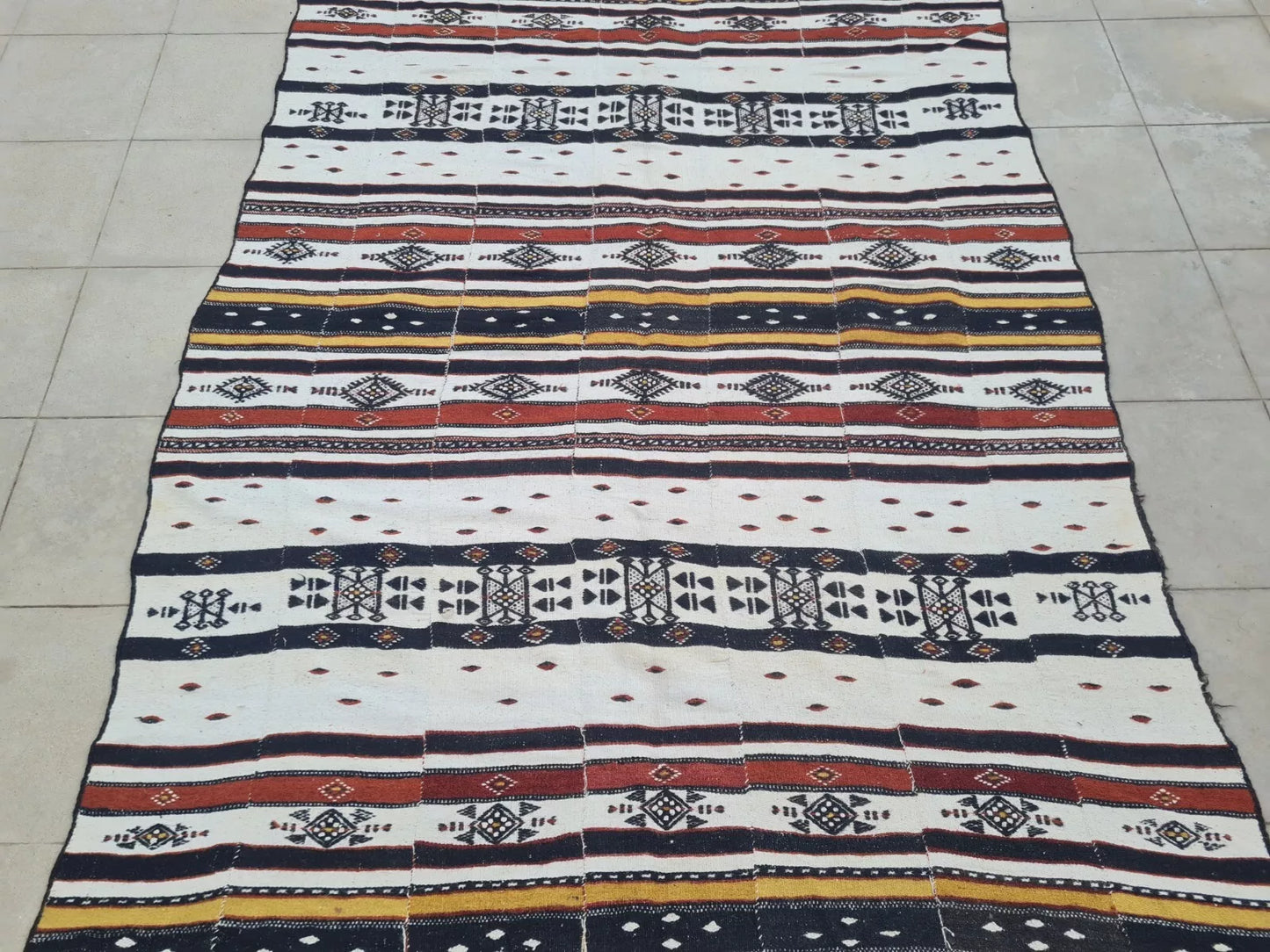 Authentic Hand Knotted Vintage Morocco Sumouk Kilim Wool Area Rug 8.5 x 4.7 Ft