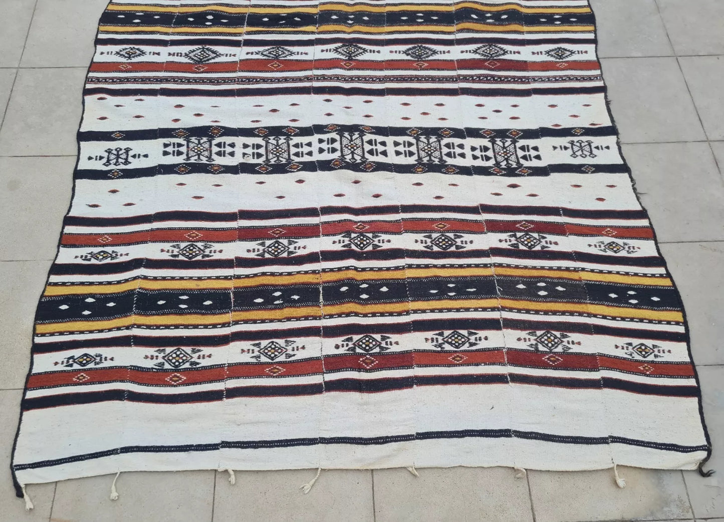 Authentic Hand Knotted Vintage Morocco Sumouk Kilim Wool Area Rug 8.5 x 4.7 Ft