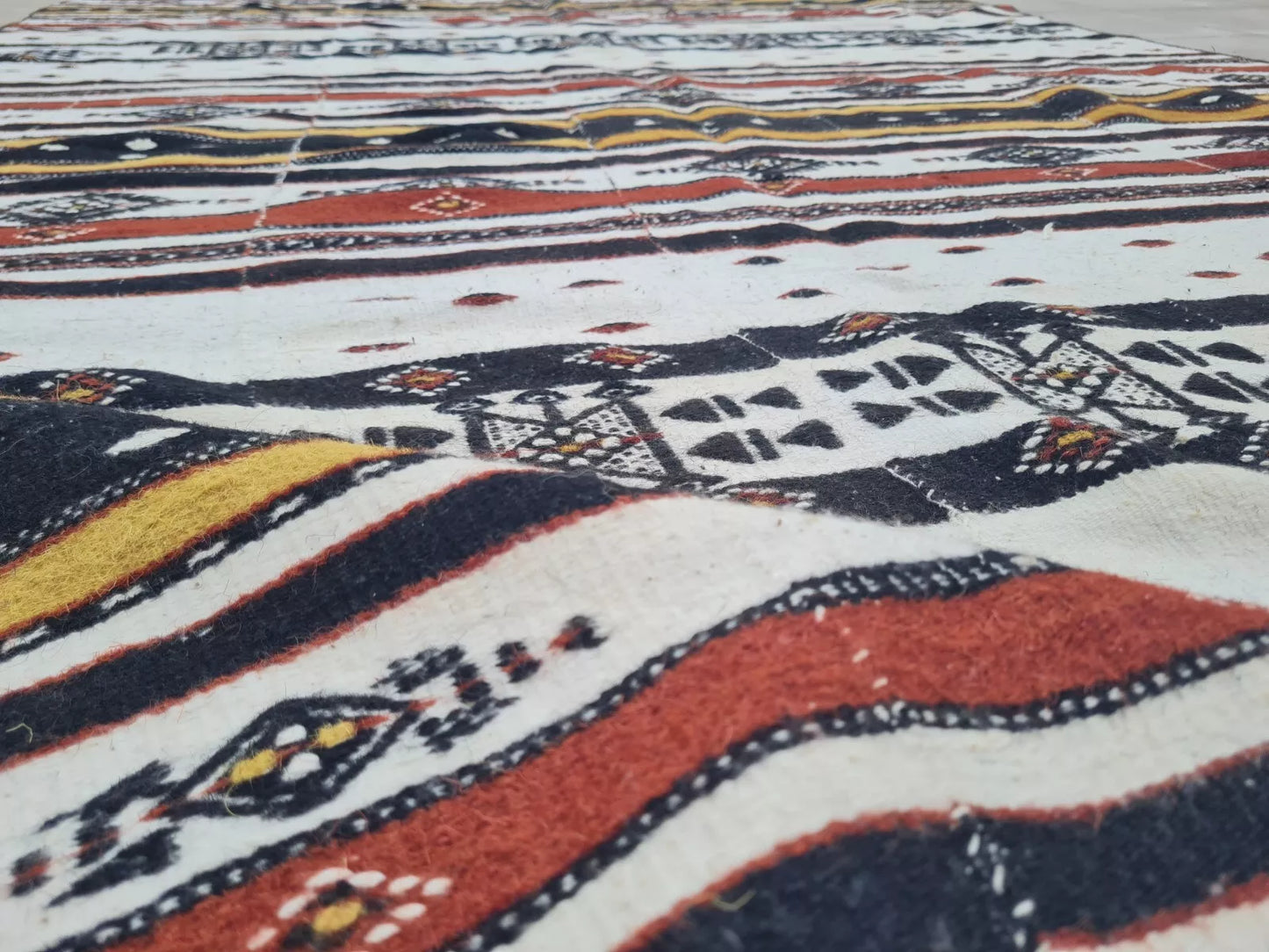 Authentic Hand Knotted Vintage Morocco Sumouk Kilim Wool Area Rug 8.5 x 4.7 Ft