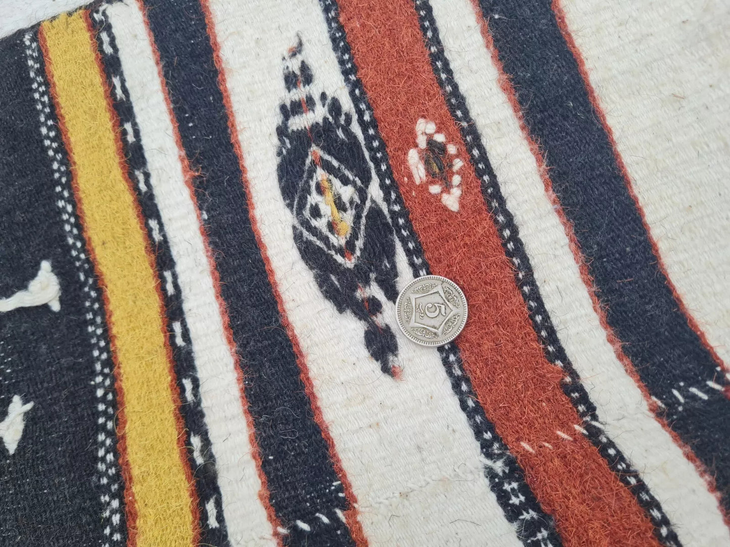 Authentic Hand Knotted Vintage Morocco Sumouk Kilim Wool Area Rug 8.5 x 4.7 Ft