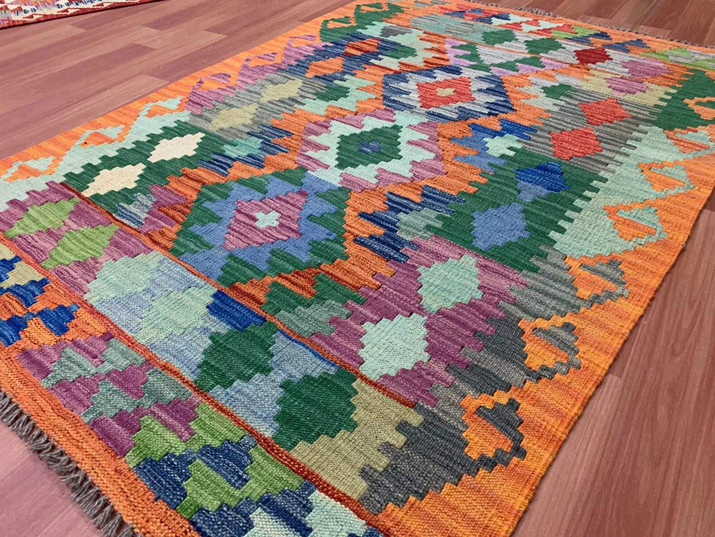Hand Knotted Afghan Chobi Kilim Kilm Wool Area Rug 5 x 3 Ft