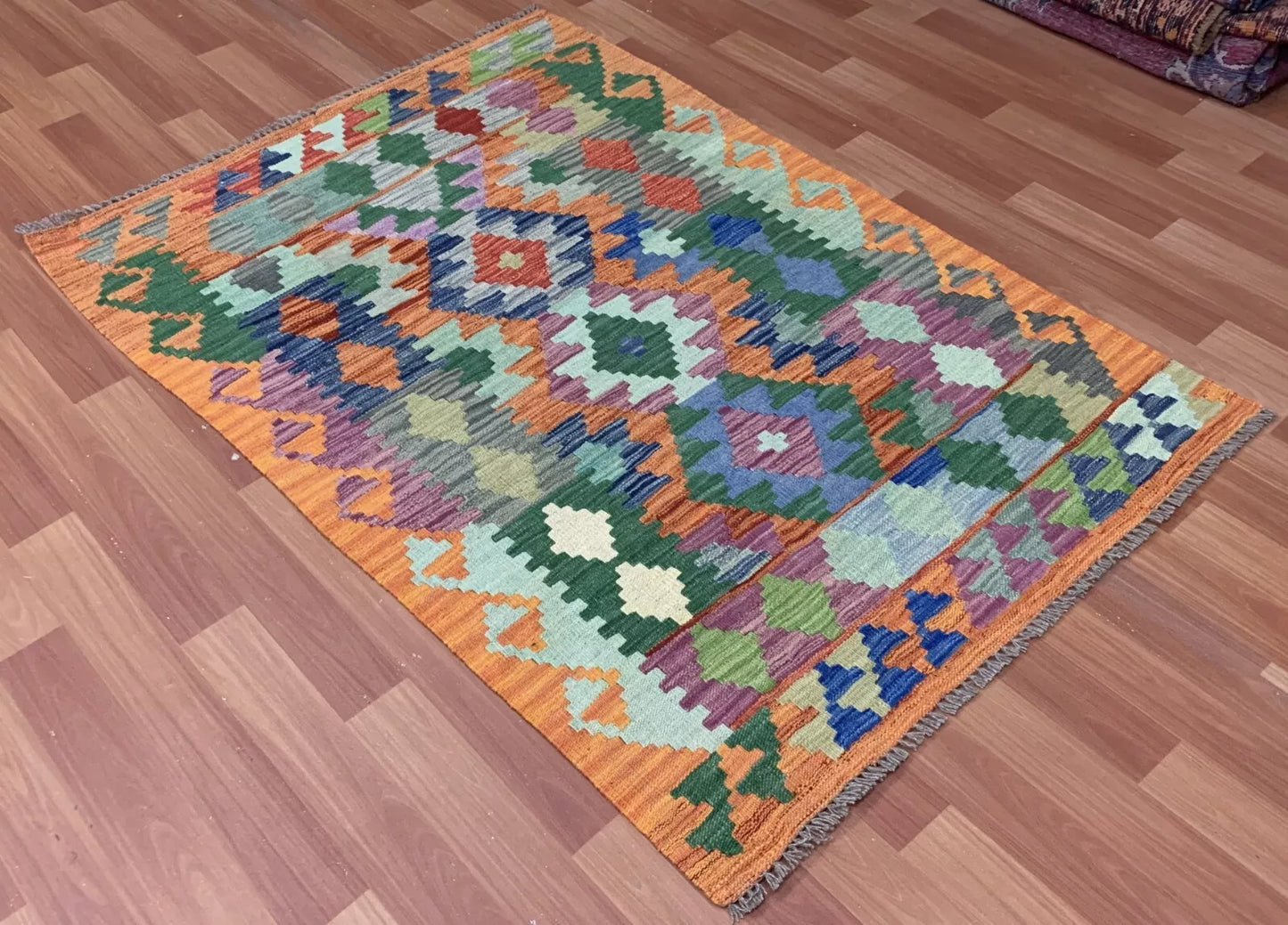 Hand Knotted Afghan Chobi Kilim Kilm Wool Area Rug 5 x 3 Ft