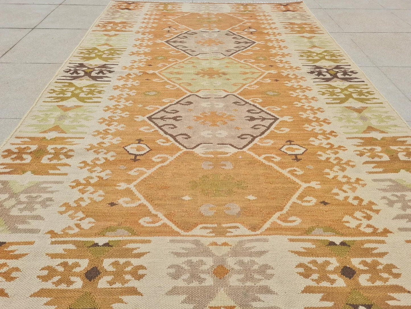 Authentic Hand Knotted Vintage Shrz Kilm Kilim Wool Area Rug 5 x 3 Ft
