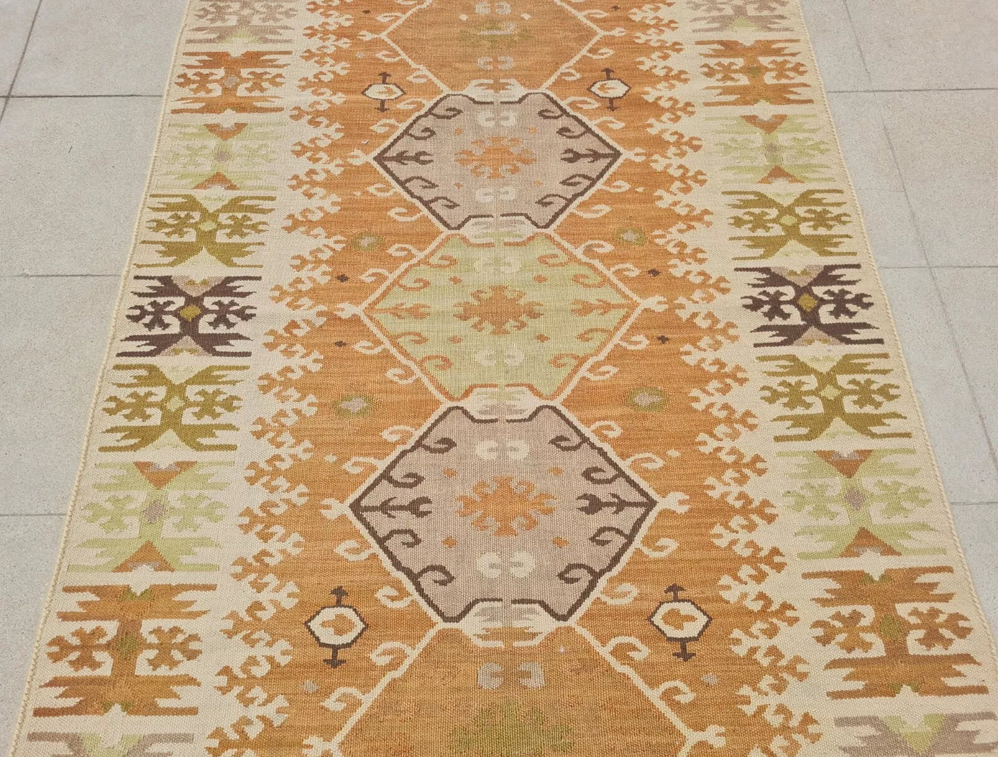 Authentic Hand Knotted Vintage Shrz Kilm Kilim Wool Area Rug 5 x 3 Ft