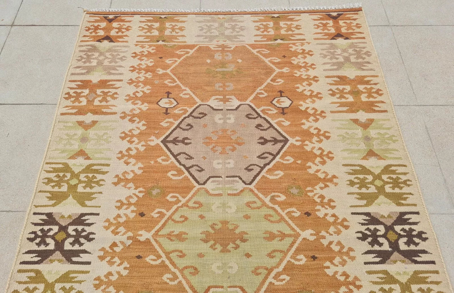 Authentic Hand Knotted Vintage Shrz Kilm Kilim Wool Area Rug 5 x 3 Ft