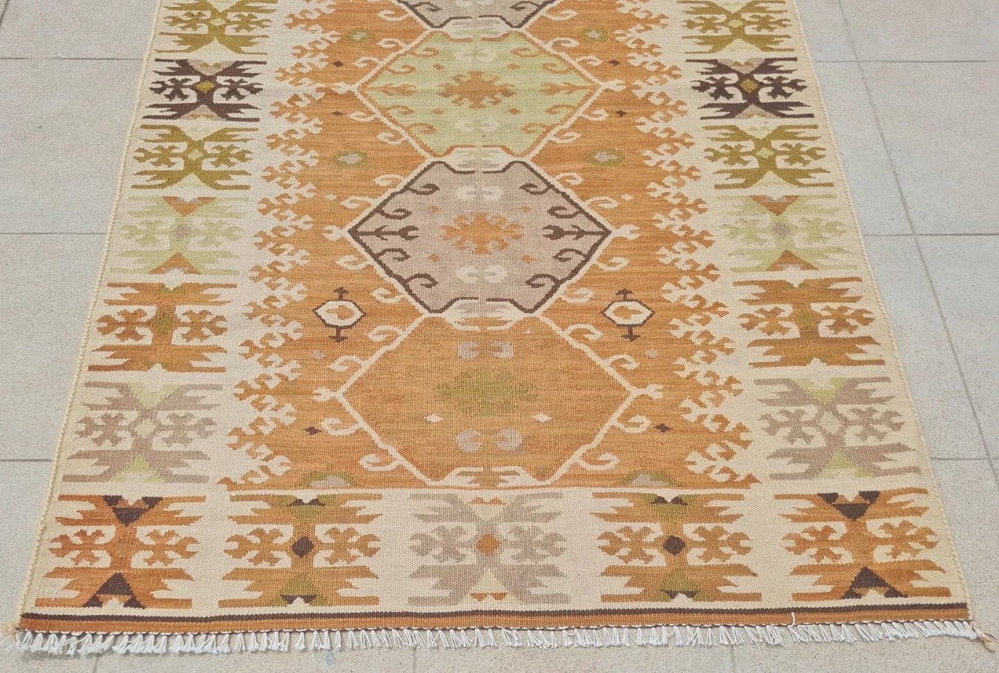 Authentic Hand Knotted Vintage Shrz Kilm Kilim Wool Area Rug 5 x 3 Ft