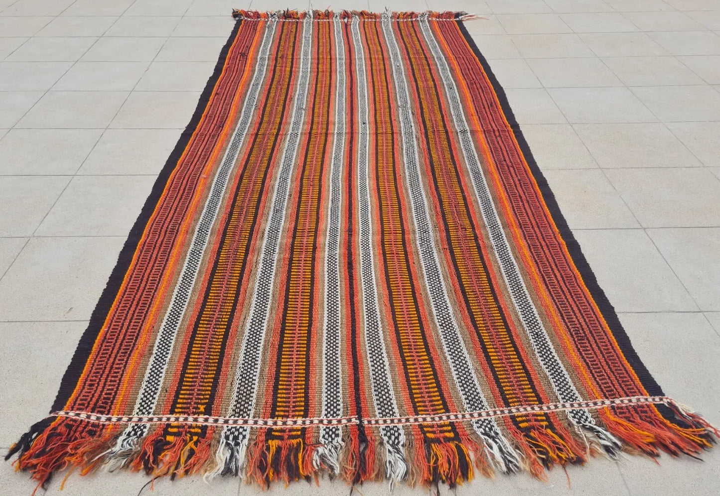 Authentic Hand Knotted Vintage Afghan Gajari Kilim Kilm Wool Area Rug 8 x 4 Ft