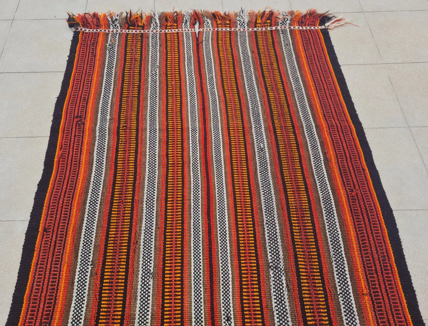 Authentic Hand Knotted Vintage Afghan Gajari Kilim Kilm Wool Area Rug 8 x 4 Ft