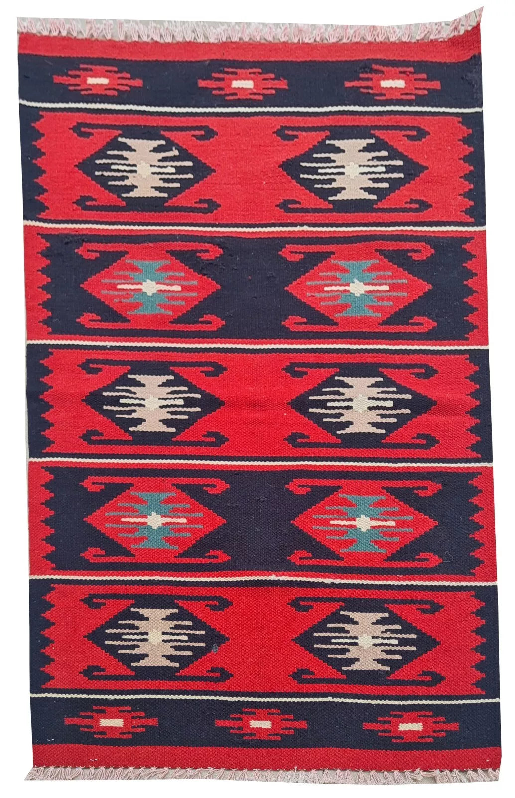 Authentic Hand Knotted Vintage Turkish Kilim Kilm Wool Area Rug 4 x 2 Ft