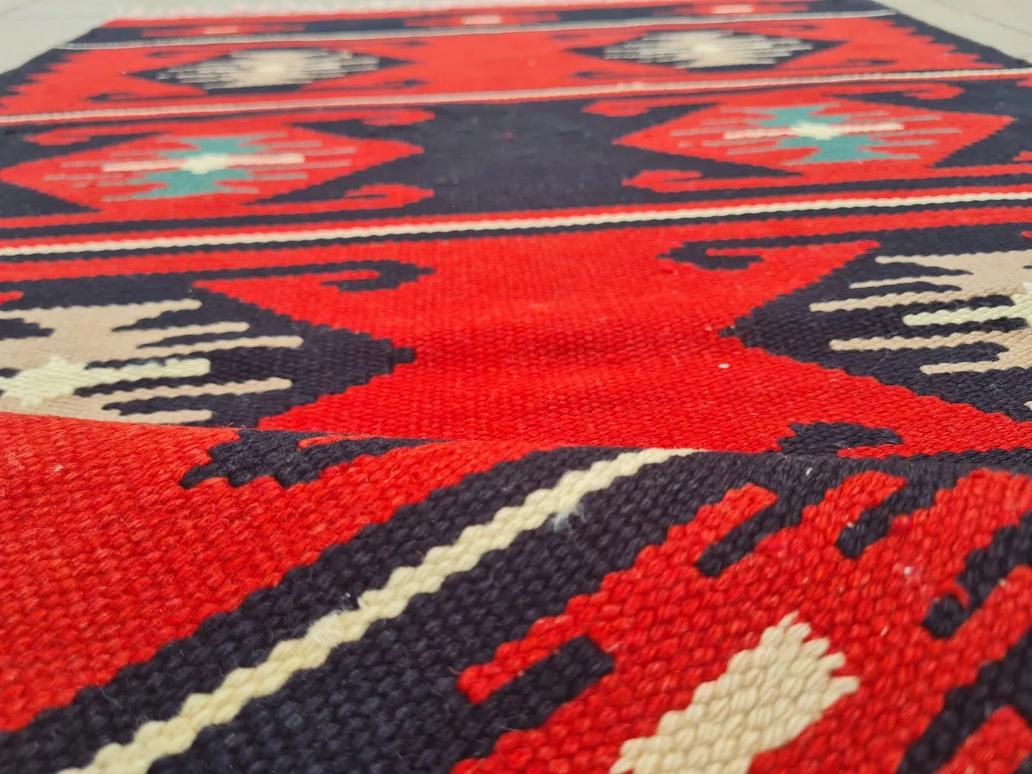 Authentic Hand Knotted Vintage Turkish Kilim Kilm Wool Area Rug 4 x 2 Ft