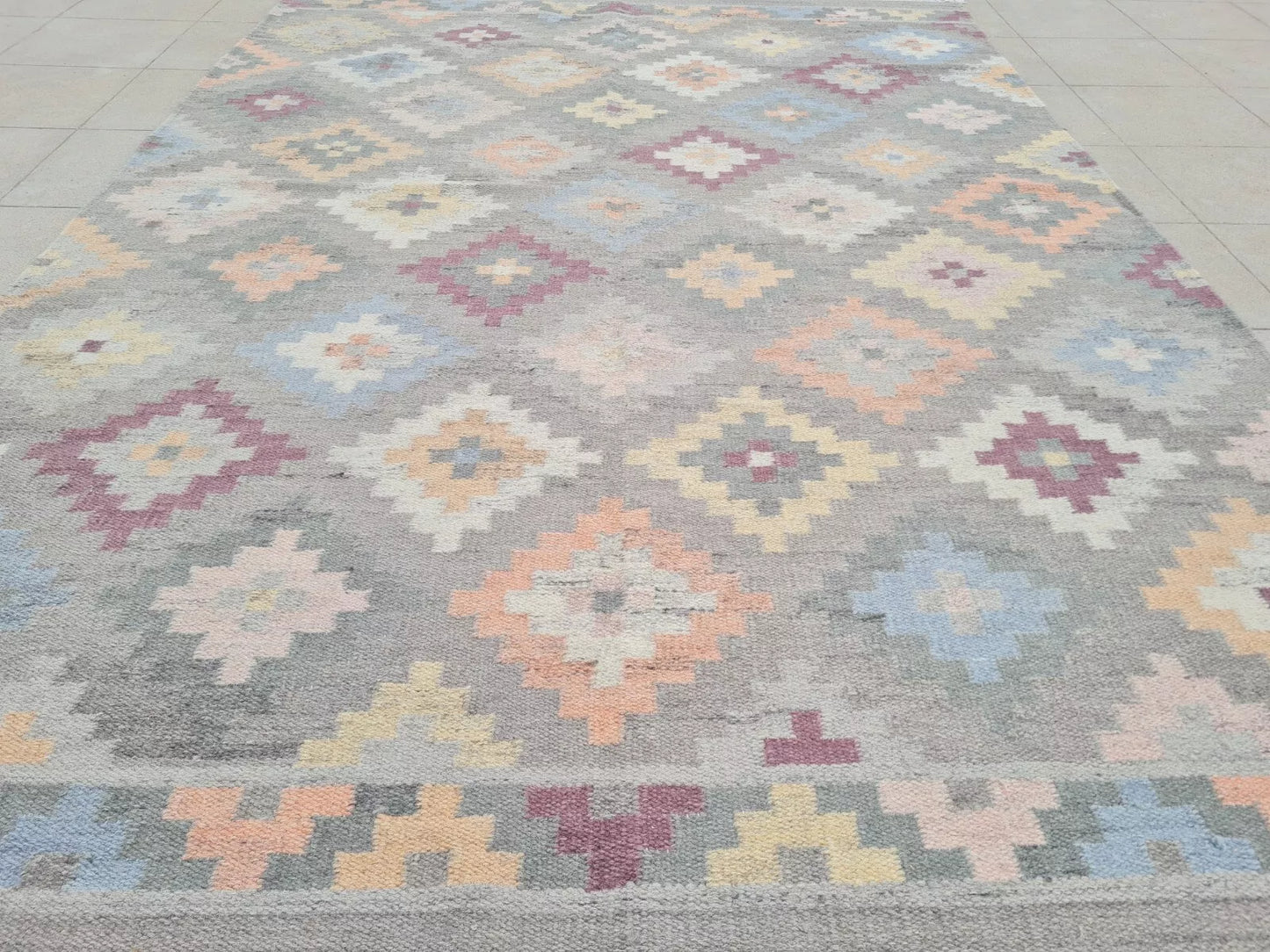 Authentic Hand Knotted Vintage Flat Weave Kilim Wool Area Rug 8 x 5 Ft