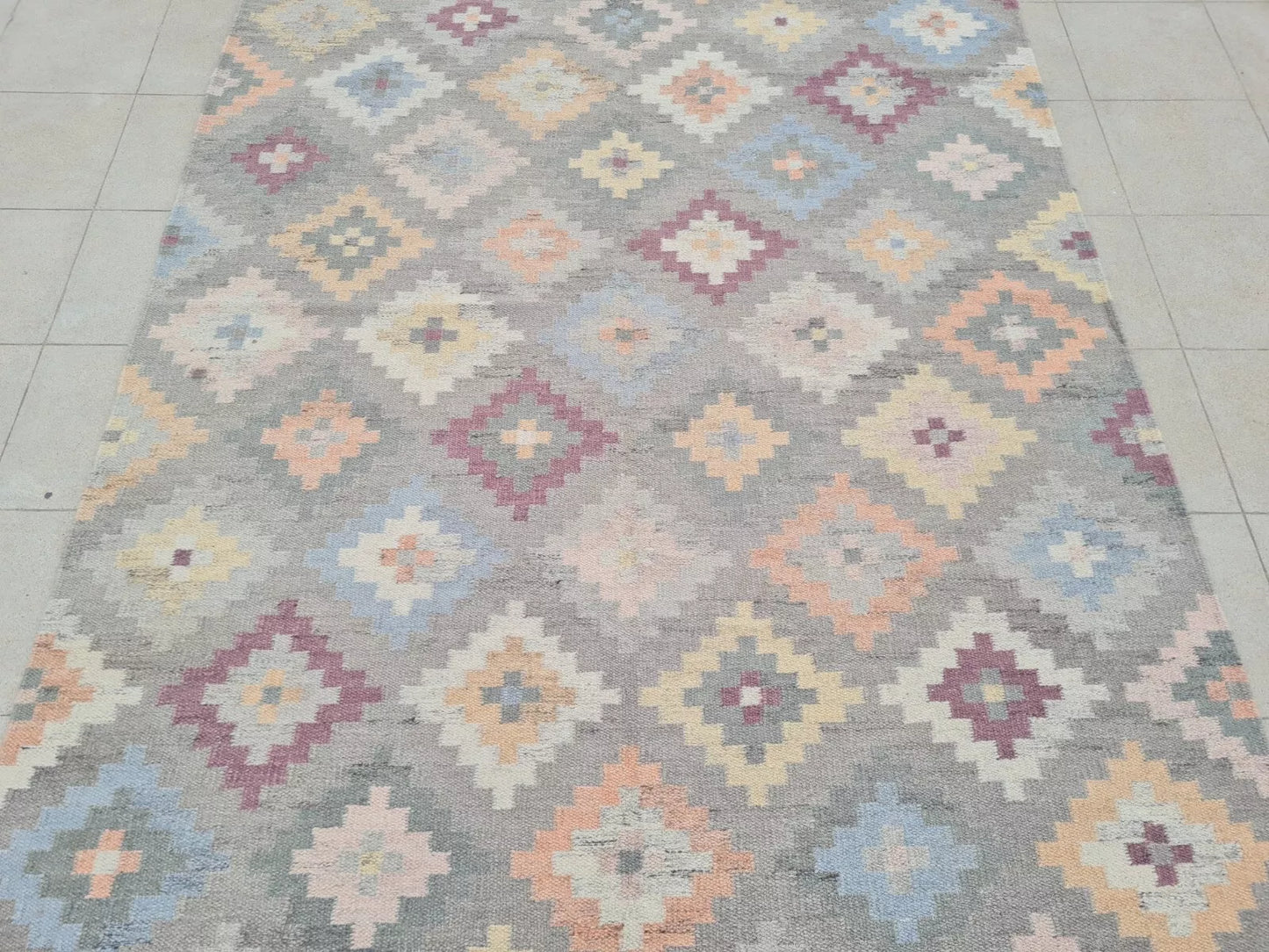 Authentic Hand Knotted Vintage Flat Weave Kilim Wool Area Rug 8 x 5 Ft