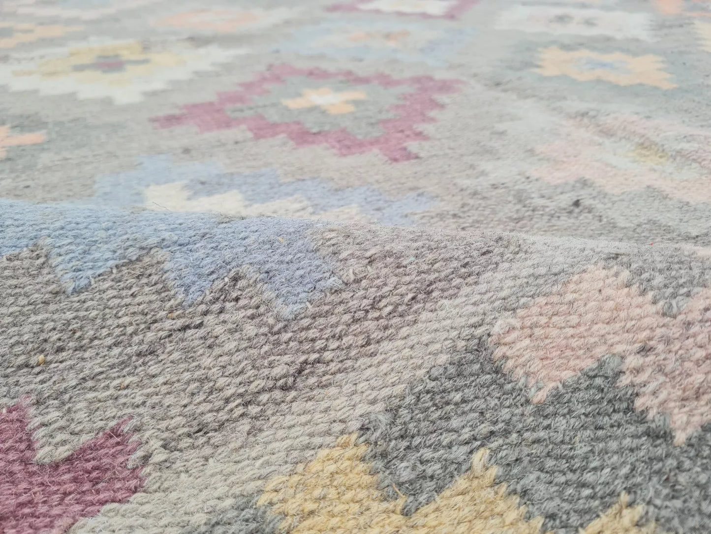 Authentic Hand Knotted Vintage Flat Weave Kilim Wool Area Rug 8 x 5 Ft