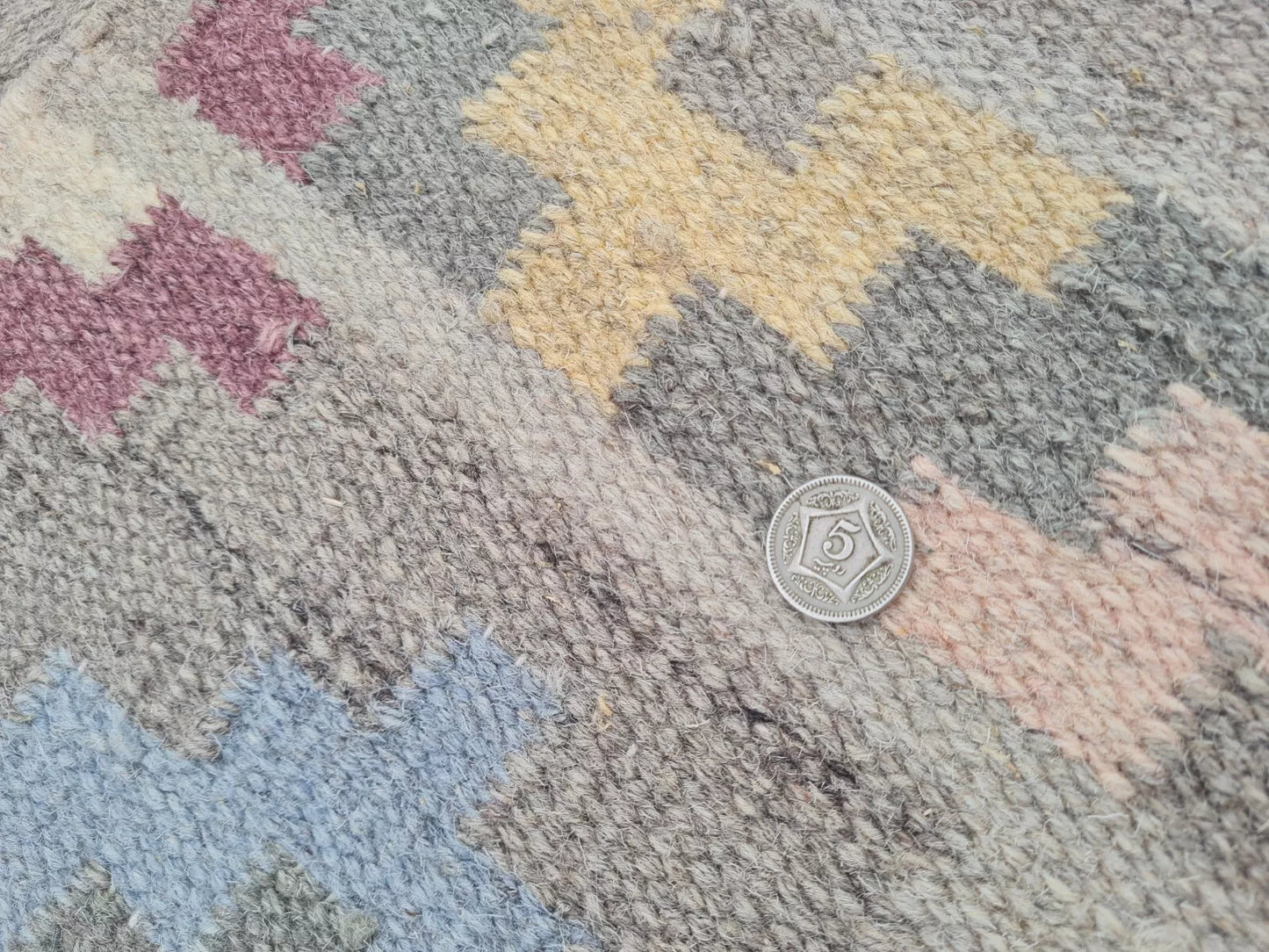 Authentic Hand Knotted Vintage Flat Weave Kilim Wool Area Rug 8 x 5 Ft