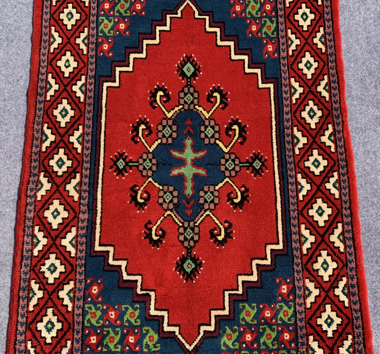 Authentic Hand Knotted Vintage Morocco Wool Area Rug 7 x 3 Ft