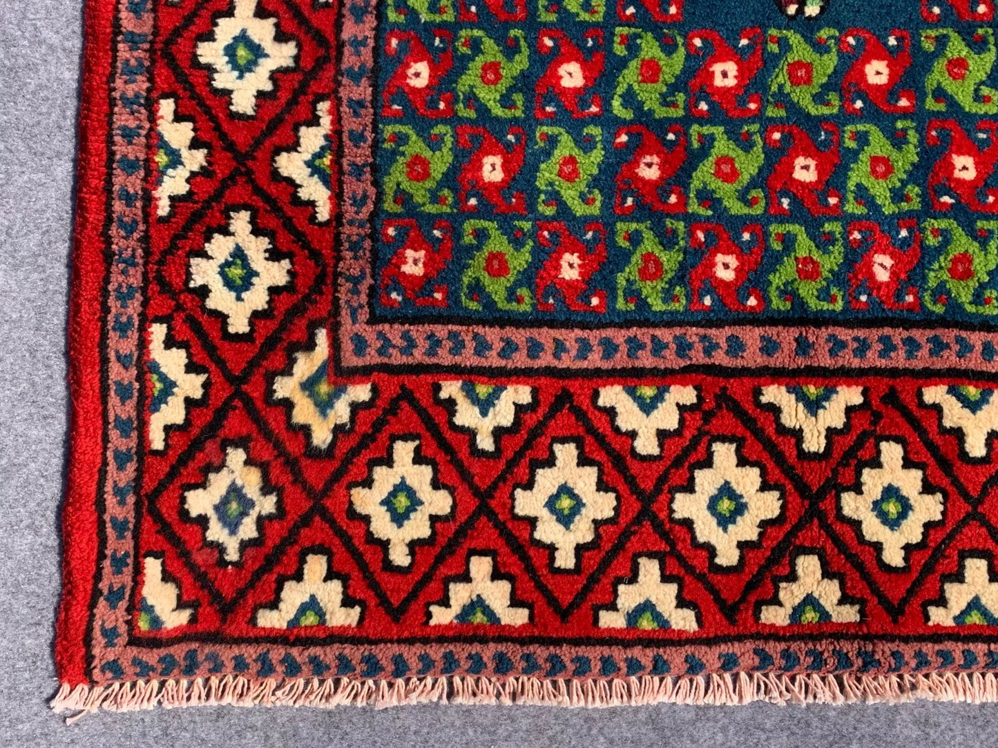 Authentic Hand Knotted Vintage Morocco Wool Area Rug 7 x 3 Ft
