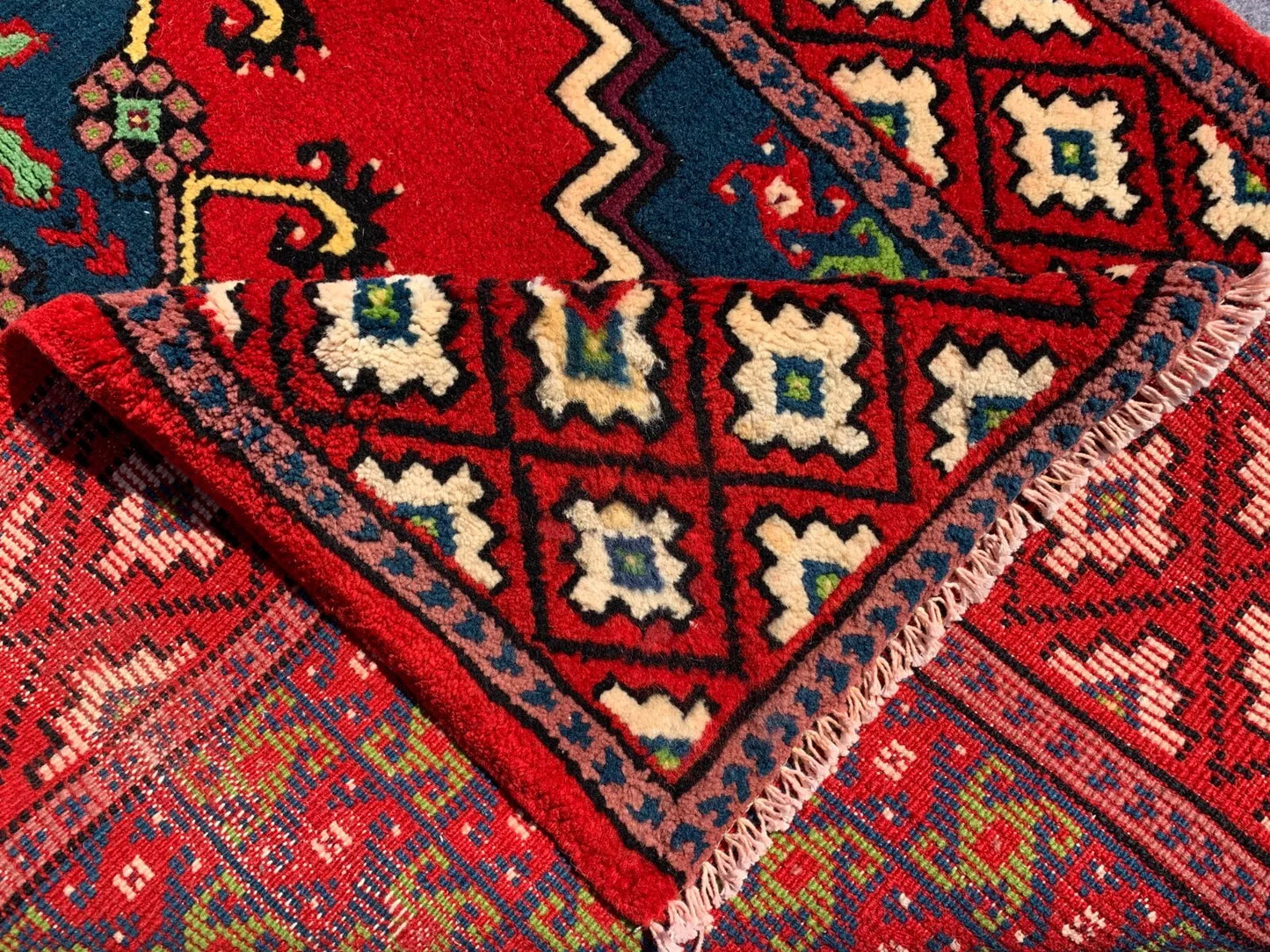 Authentic Hand Knotted Vintage Morocco Wool Area Rug 7 x 3 Ft