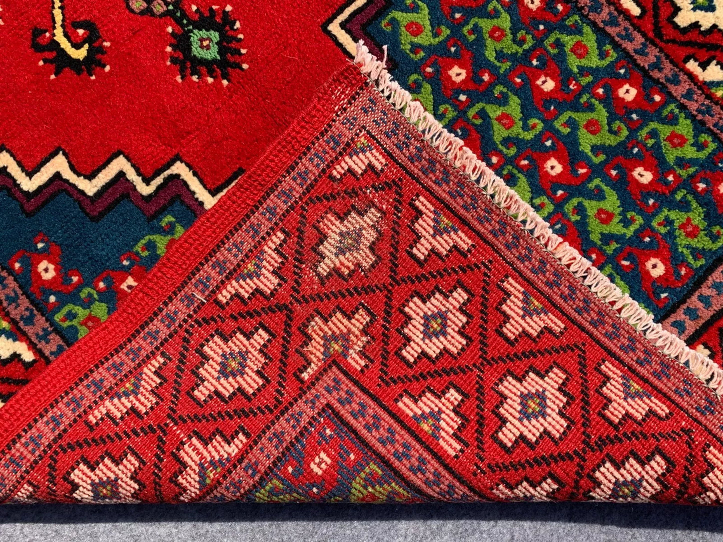 Authentic Hand Knotted Vintage Morocco Wool Area Rug 7 x 3 Ft