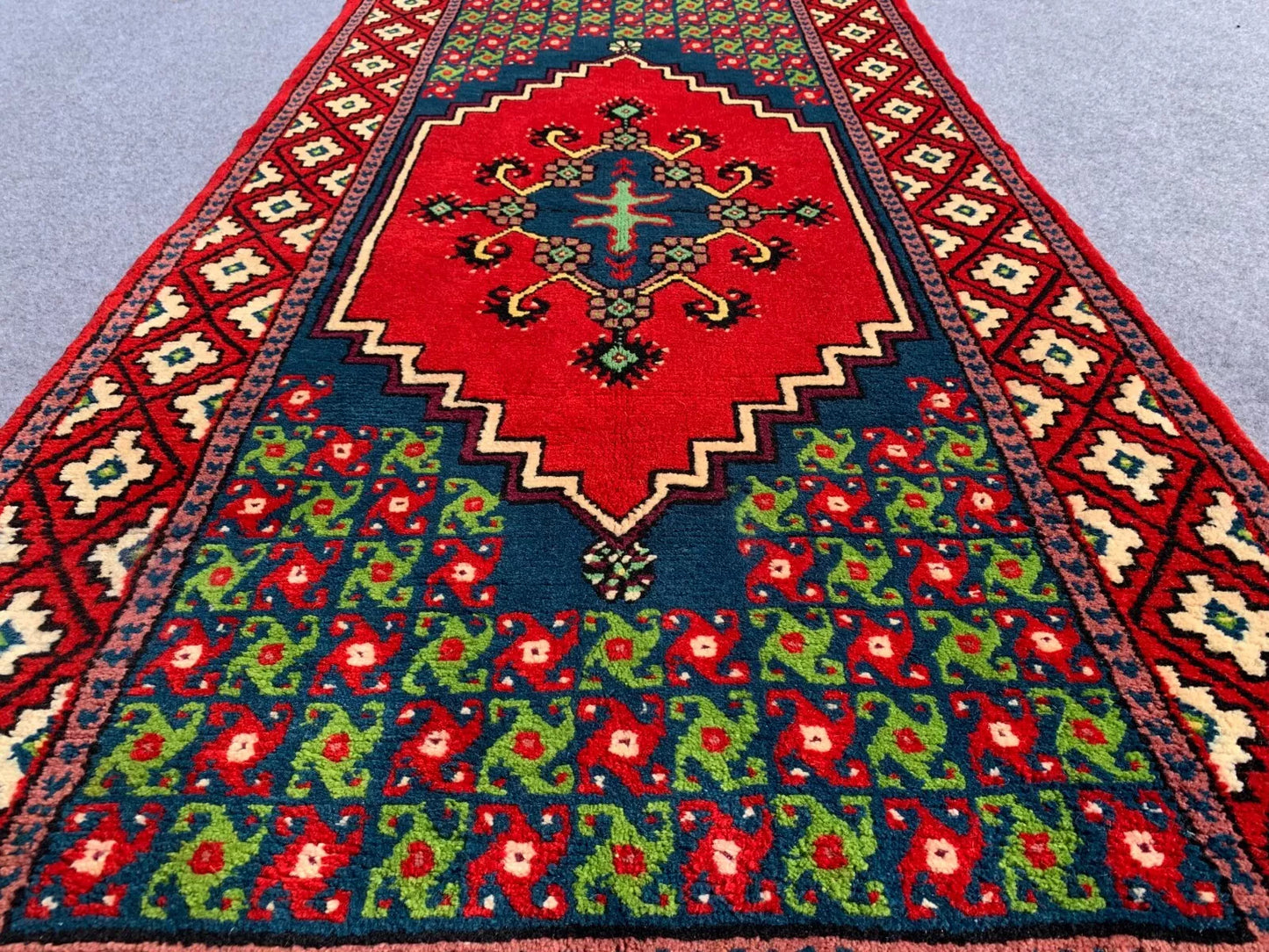 Authentic Hand Knotted Vintage Morocco Wool Area Rug 7 x 3 Ft