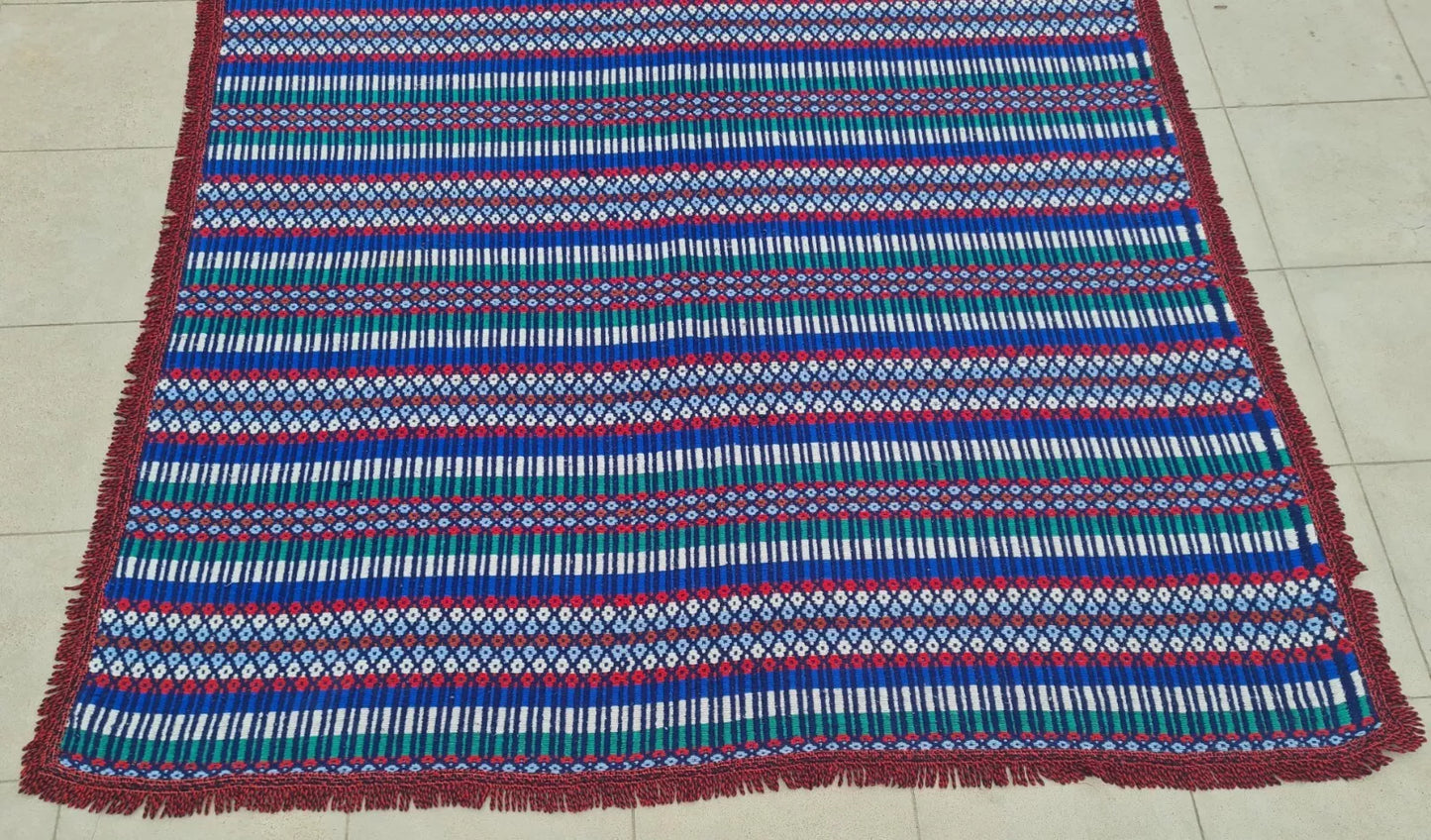 Hand Knotted Vintage Flat Weave African Kilim Wool Area Rug 6.5 x 4.8 Ft
