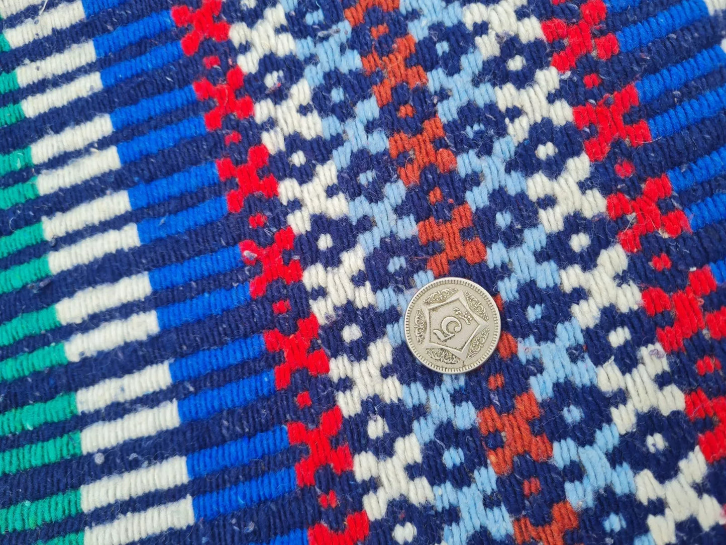 Hand Knotted Vintage Flat Weave African Kilim Wool Area Rug 6.5 x 4.8 Ft