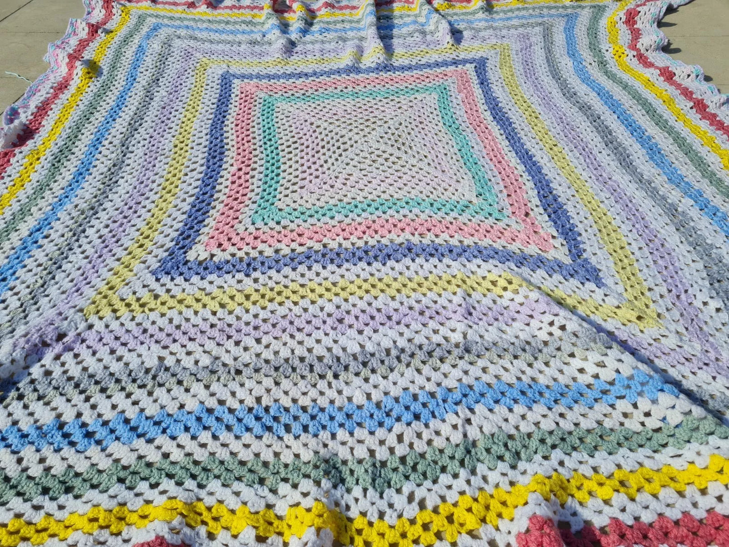 Roseann Square Couch Blanket Crocheted Colorful Boho 6 x 6