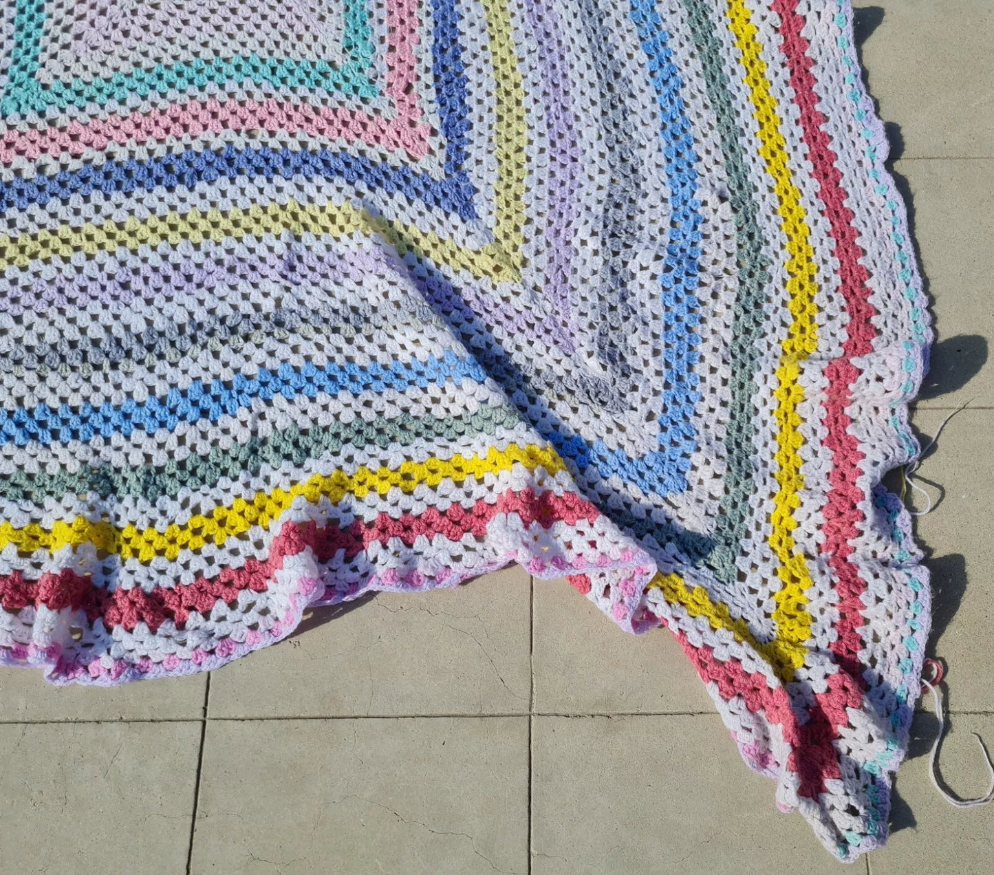 Roseann Square Couch Blanket Crocheted Colorful Boho 6 x 6
