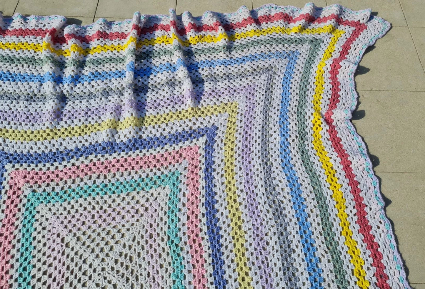 Roseann Square Couch Blanket Crocheted Colorful Boho 6 x 6