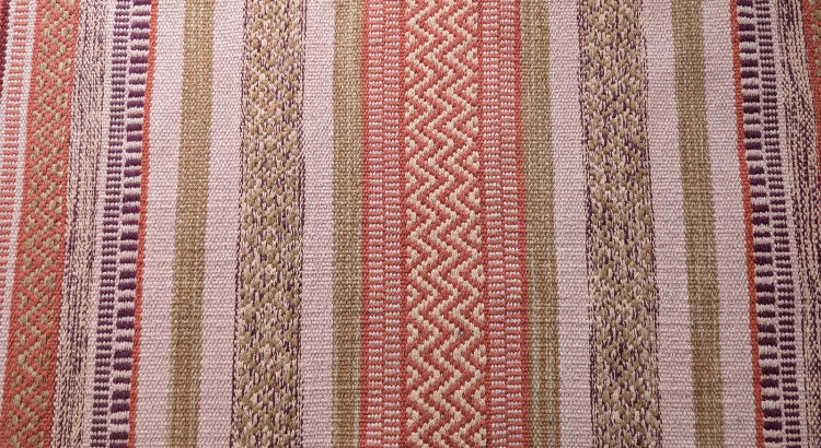 Boho Hand Woven Rug Pink, Peach, Salmon, Maroon Fringed 4.5 x 2.5 ft