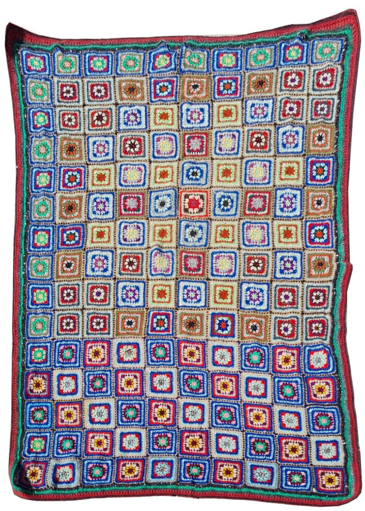 Roseann Couch Blanket Crocheted Colorful Core Boho 6 x 4 Ft