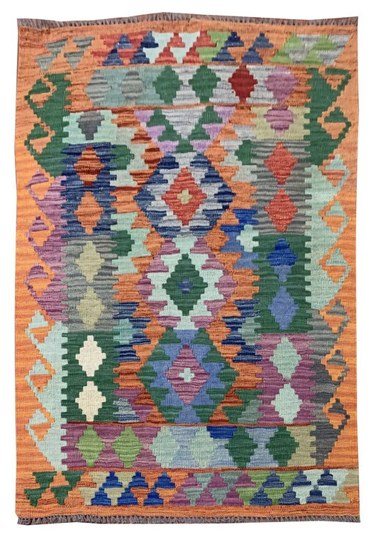 Hand Knotted Afghan Chobi Kilim Kilm Wool Area Rug 5 x 3 Ft