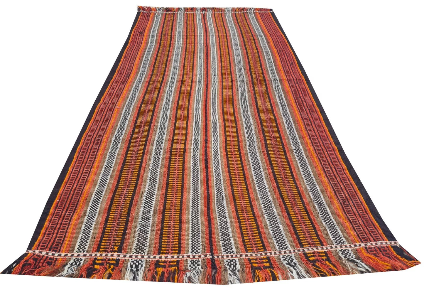 Authentic Hand Knotted Vintage Afghan Gajari Kilim Kilm Wool Area Rug 8 x 4 Ft