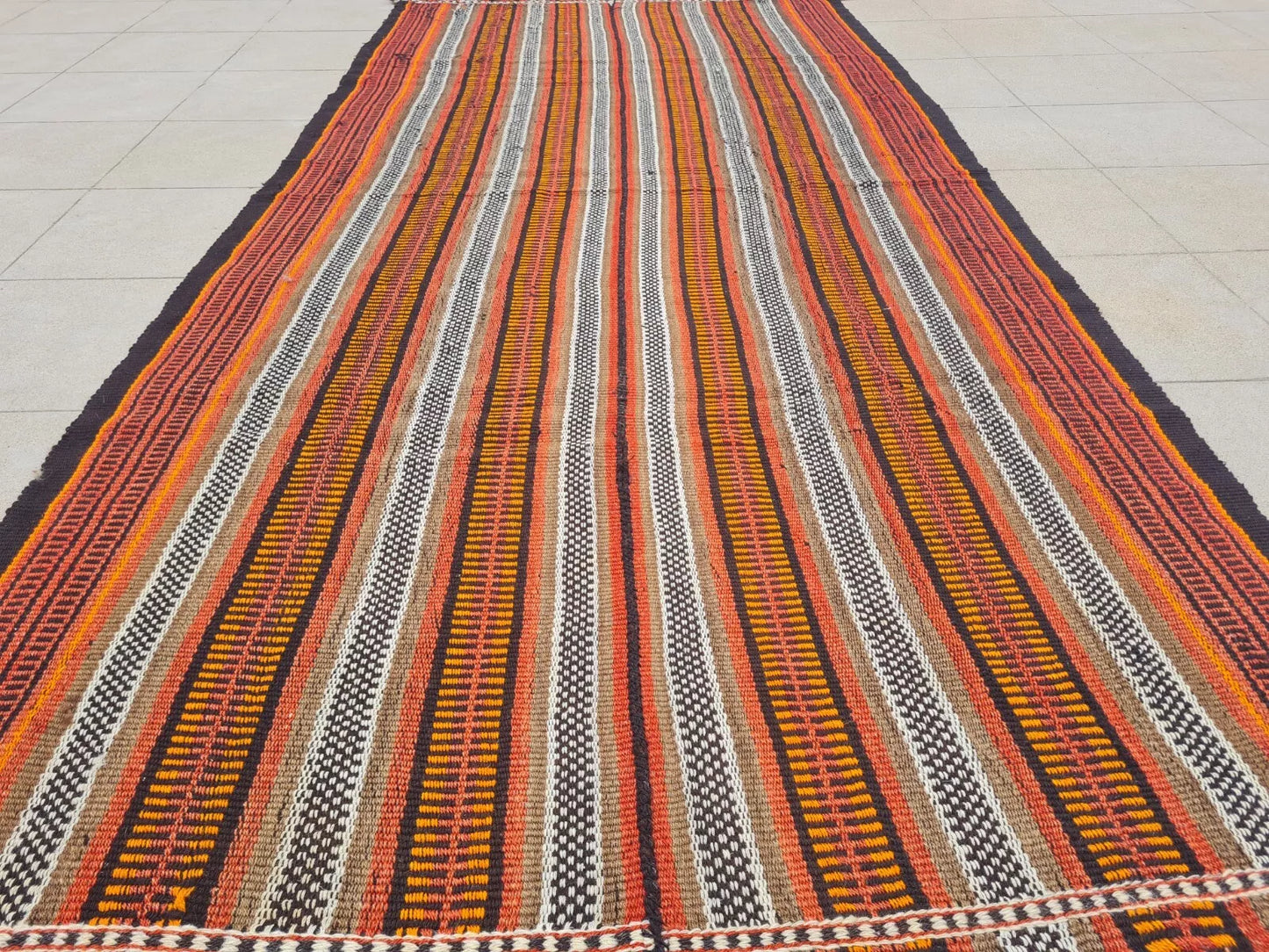 Authentic Hand Knotted Vintage Afghan Gajari Kilim Kilm Wool Area Rug 8 x 4 Ft