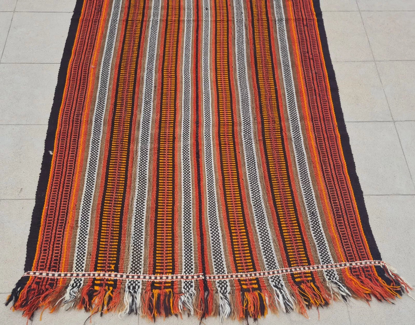 Authentic Hand Knotted Vintage Afghan Gajari Kilim Kilm Wool Area Rug 8 x 4 Ft