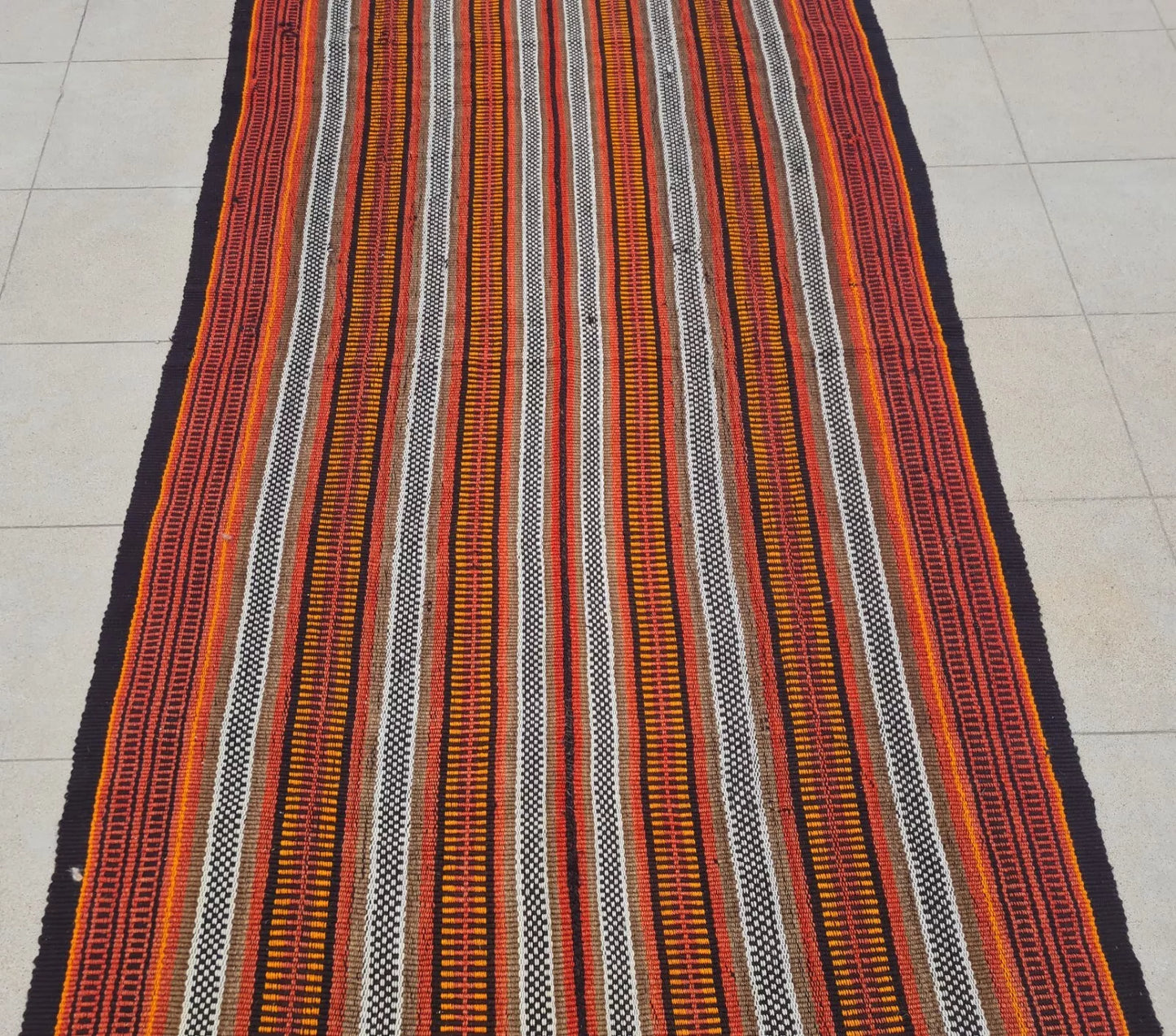 Authentic Hand Knotted Vintage Afghan Gajari Kilim Kilm Wool Area Rug 8 x 4 Ft