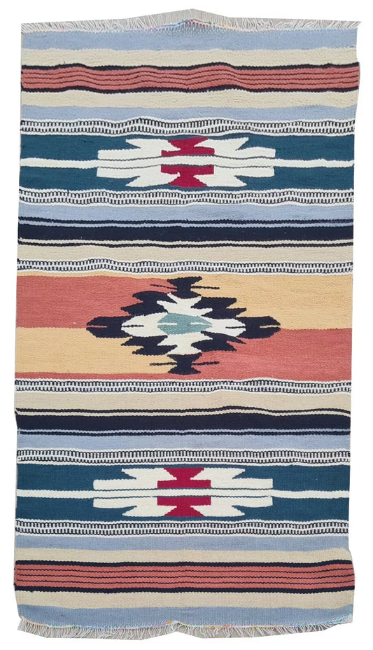Authentic Hand Knotted Vintage Flat Weave Kilim Kilm Wool Area Rug 4 x 2 Ft